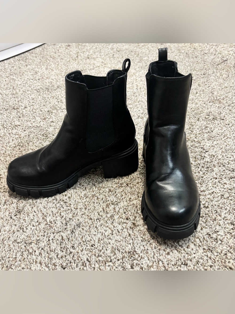 Madden Girl Black Lug Chelsea Ankle Boots